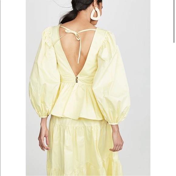❌SOLD❌ STAUD Luna Puff Sleeve Peplum Top In Daffodil - Picture 2 of 10